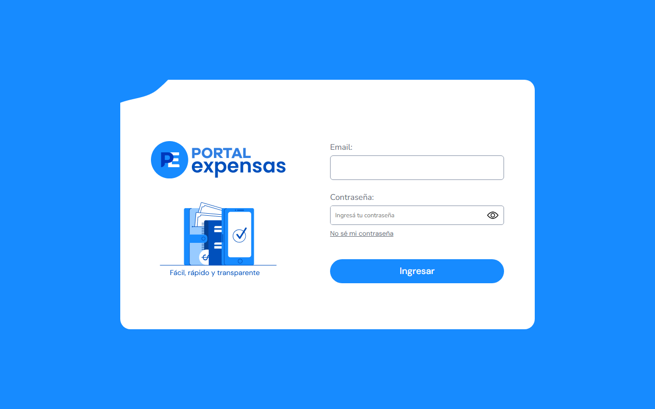 Pantalla de acceso de Portal Expensas